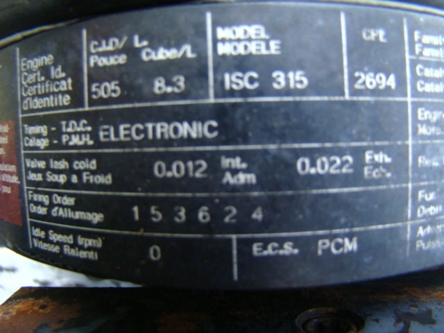 CUMMINS ISC 315 HP DIESEL ENGINE SALVAGE AUTO PARTS FOR SALE Used RV Parts 