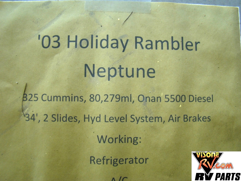 2003 HOLIDAY RAMBLER NEPTUNE PARTS  Salvage RV Parts 